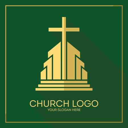 Christian symbols. Stylish cross of Jesus Christ among graphic vector elements.のイラスト素材