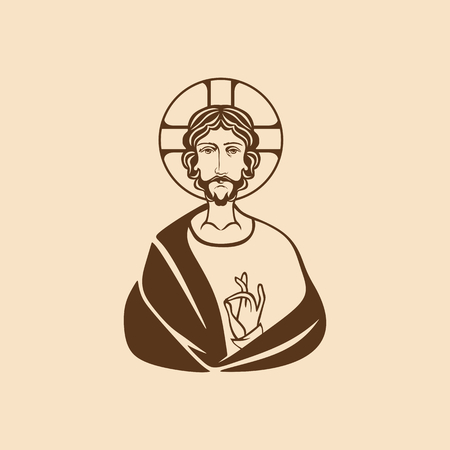 Image of Jesus Christ painted by handのイラスト素材