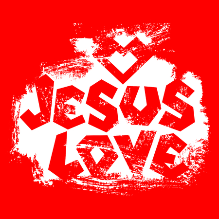 Christian typography, lettering, drawing by hand. Jesus love.のイラスト素材