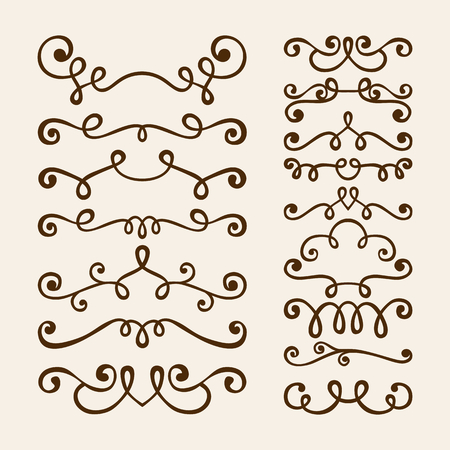 Vector hand draw vintage floral design elements. Flowers decorative elements. Floral elements for decoration set.のイラスト素材