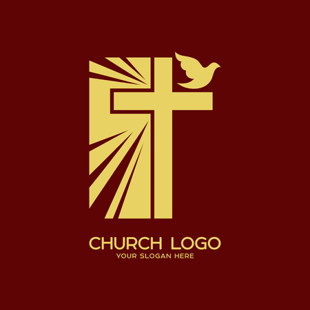 Church logo. Christian symbols. The radiance of the cross of the Lord and Savior Jesus Christ and the Holy Spiritのイラスト素材