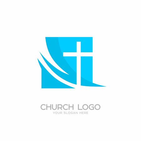 Church logo. Christian symbols. Cross of the Lord and Savior Jesus Christ.のイラスト素材