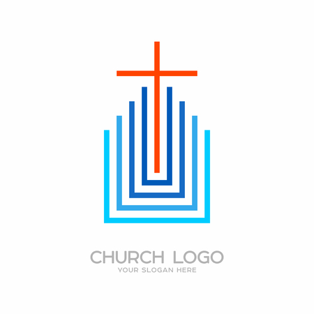Church logo. Christian symbols. Cross of the Lord and Savior Jesus Christ.のイラスト素材