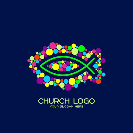 Church logo. Christian symbols. Fish - the symbol of Jesus Christのイラスト素材