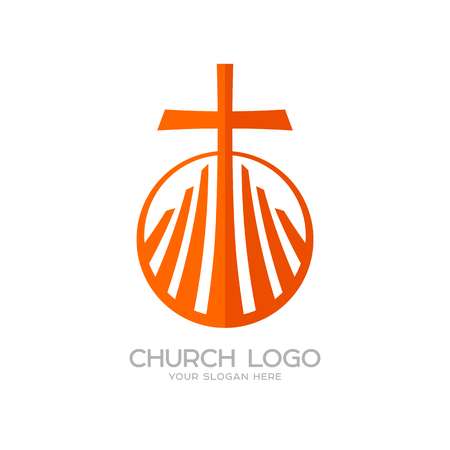 Church logo. Christian symbols. The cross of Jesus and the graphic elementsのイラスト素材