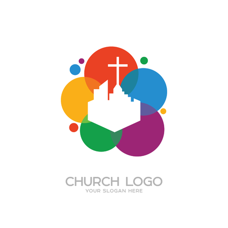 Church logo. Christian symbols. The cross of Jesus and the cityのイラスト素材