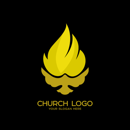 Church logo. Christian symbols. The Dove and the Flame of the Holy Spirit, the Kingdom of Godのイラスト素材