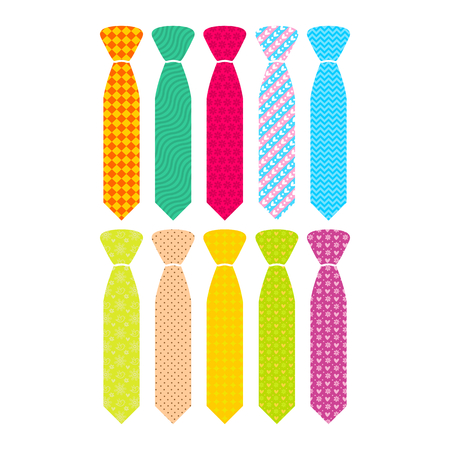 Beautiful colored men's ties with different patternsのイラスト素材