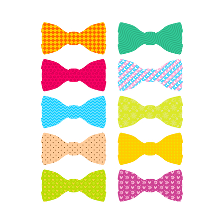 Beautiful colored men's bow ties with different patternsのイラスト素材