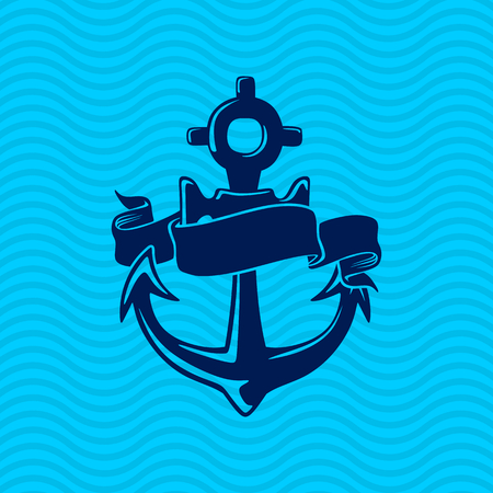 Sea anchor and decorative ribbonのイラスト素材