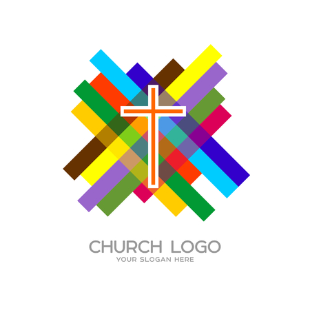 Church logo. Christian symbols. Cross of Jesus Christ and mosaicのイラスト素材