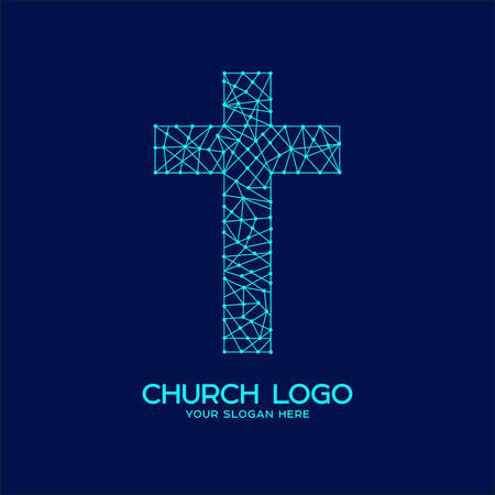 Church logo. Christian symbols. Cross of Jesus Christ and mosaicのイラスト素材