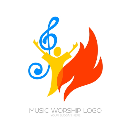 Music Christian symbols. The believer worships Jesus Christ, sings the glory to Godのイラスト素材