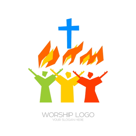 Music Christian symbols. Believers worship Jesus Christ, sing with the fire of the Holy Spiritのイラスト素材