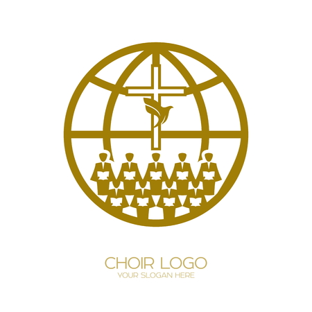 Music logo. Christian symbols. A Chorus Throughout the Earth Praises Jesus Christのイラスト素材