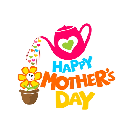 Typography and lettering with design elements and silhouettes for a Happy Mother's day.のイラスト素材