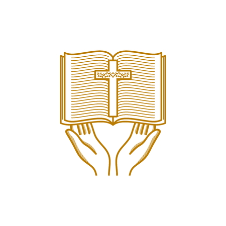 Church logo. Christian symbols. Hands of Jesus Christ.のイラスト素材