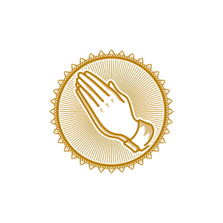 Church logo. Christian symbols. Praying hands.のイラスト素材