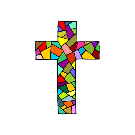 The Christ of Christ, made in the technique of mosaic, hand-drawn. Christian and biblical symbols.のイラスト素材