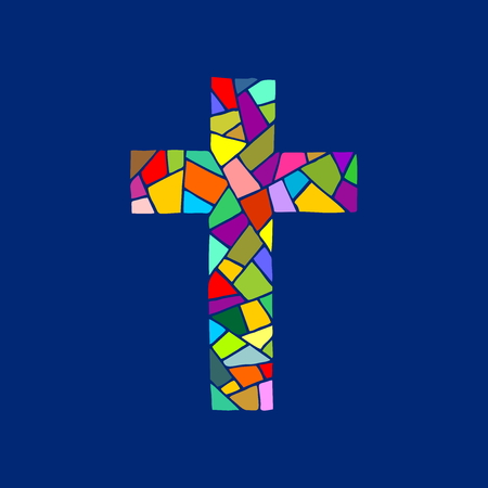 The Christ of Christ, made in the technique of mosaic, hand-drawn. Christian and biblical symbols.のイラスト素材