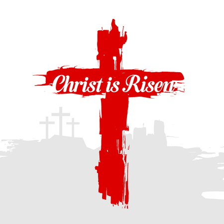 Cross of Jesus. Christ is risen. Easter illustration.のイラスト素材