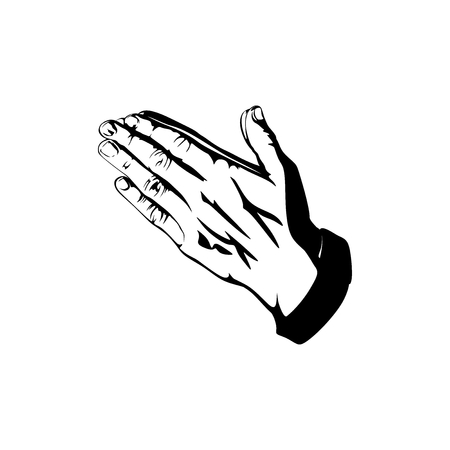Silhouette of praying hands. Man prays and turns to God.のイラスト素材