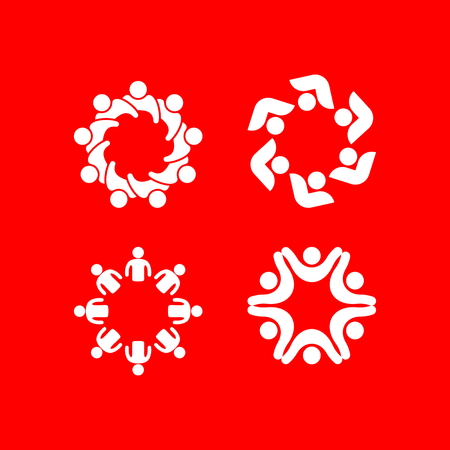 Set of logos depicting unity, community, help and support.のイラスト素材