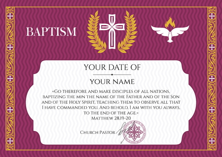 Postcard Christian baptism. Invitation, congratulation, certificate.のイラスト素材
