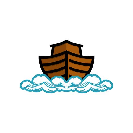 Logo of Noah's Ark. Ship to rescue animals. Biblical illustration.のイラスト素材