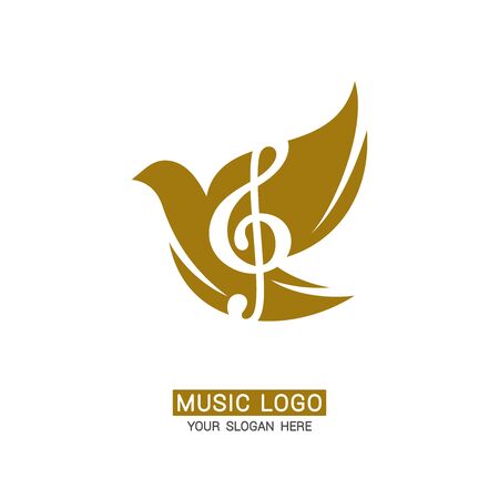Music logo. Music logo. Treble clef on a dove backgroundのイラスト素材