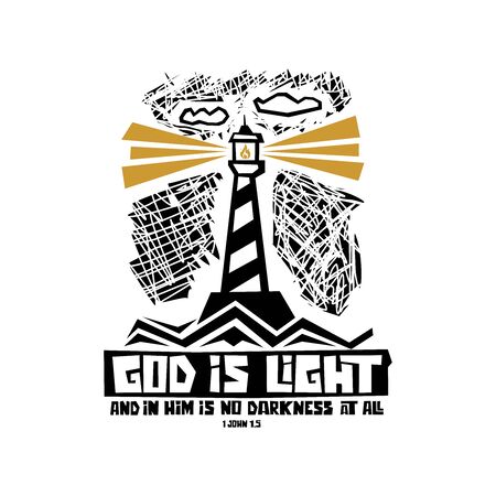Christian typography, lettering and illustration. God is light.のイラスト素材