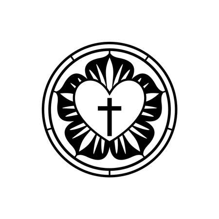 Rose Luther. Illustration of theology and confession of faith in the atoning sacrifice of the Lord and Savior Jesus Christ.のイラスト素材