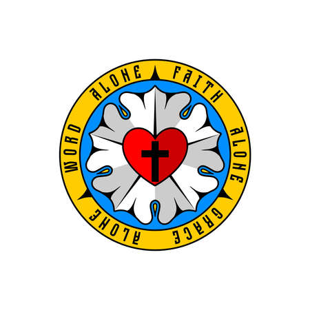 Rose Luther. Illustration of theology and confession of faith in the atoning sacrifice of the Lord and Savior Jesus Christ.のイラスト素材