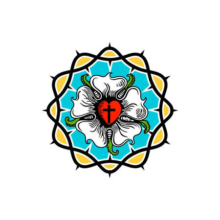 Rose Luther. Illustration of theology and confession of faith in the atoning sacrifice of the Lord and Savior Jesus Christ.のイラスト素材