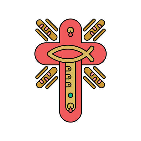 Church logo. Christian symbols. Cross of the Lord and Savior Jesus Christ.のイラスト素材