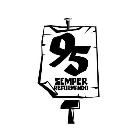 Martin Luther. 95 theses of the reformation of the church. Wittenberg 1517.のイラスト素材