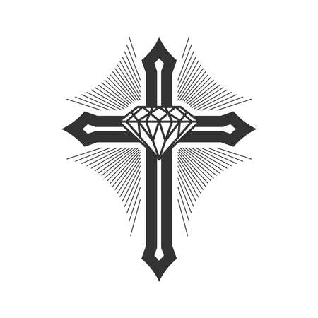 Christian illustration.  The cross of Jesus is the diamond and the center of God's love.のイラスト素材