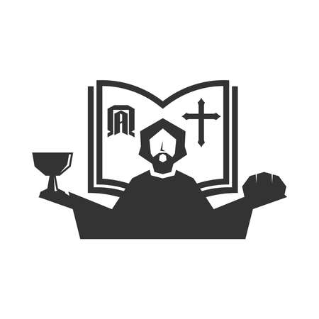 Christian illustration. Church logo. Christ celebrates the supper.のイラスト素材