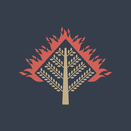 A wonderful plant. The burning bush that the prophet Moses saw. Bible illustration.