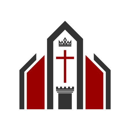 Christian illustration. church logo. The church is the place of worship for Jesus Christ.のイラスト素材