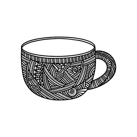 Doodle style illustration. Tea cup, a design element.のイラスト素材