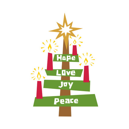 Christmas vector illustration. Holiday Advent candles lit in anticipation of the birth of the Lord and Savior Jesus Christ.のイラスト素材