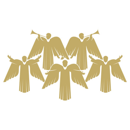 vector illustration. A chorus of angels praising God in heaven.のイラスト素材