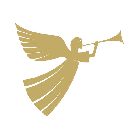 vector illustration. The angel with the trumpet is God's herald.のイラスト素材