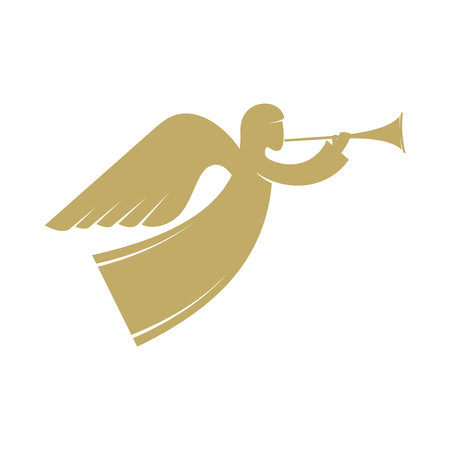 vector illustration. The angel with the trumpet is God's herald.のイラスト素材