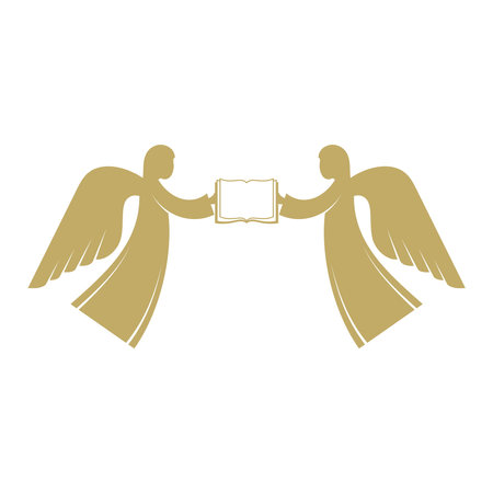 vector illustration. The angels hold the Holy Book in their hands.のイラスト素材