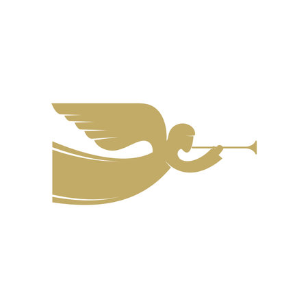 vector illustration. The angel with the trumpet is God's herald.のイラスト素材