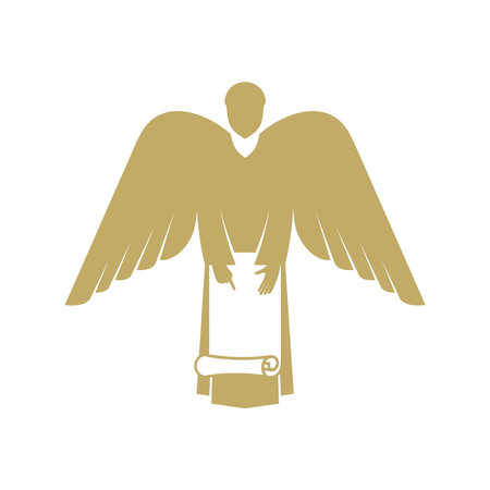 vector illustration. An angel, God's herald, holds a holy scroll.のイラスト素材