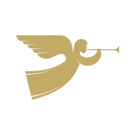 vector illustration. The angel with the trumpet is God's herald.のイラスト素材