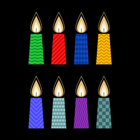 vector illustration. Set of bright and festive candles for design.のイラスト素材
